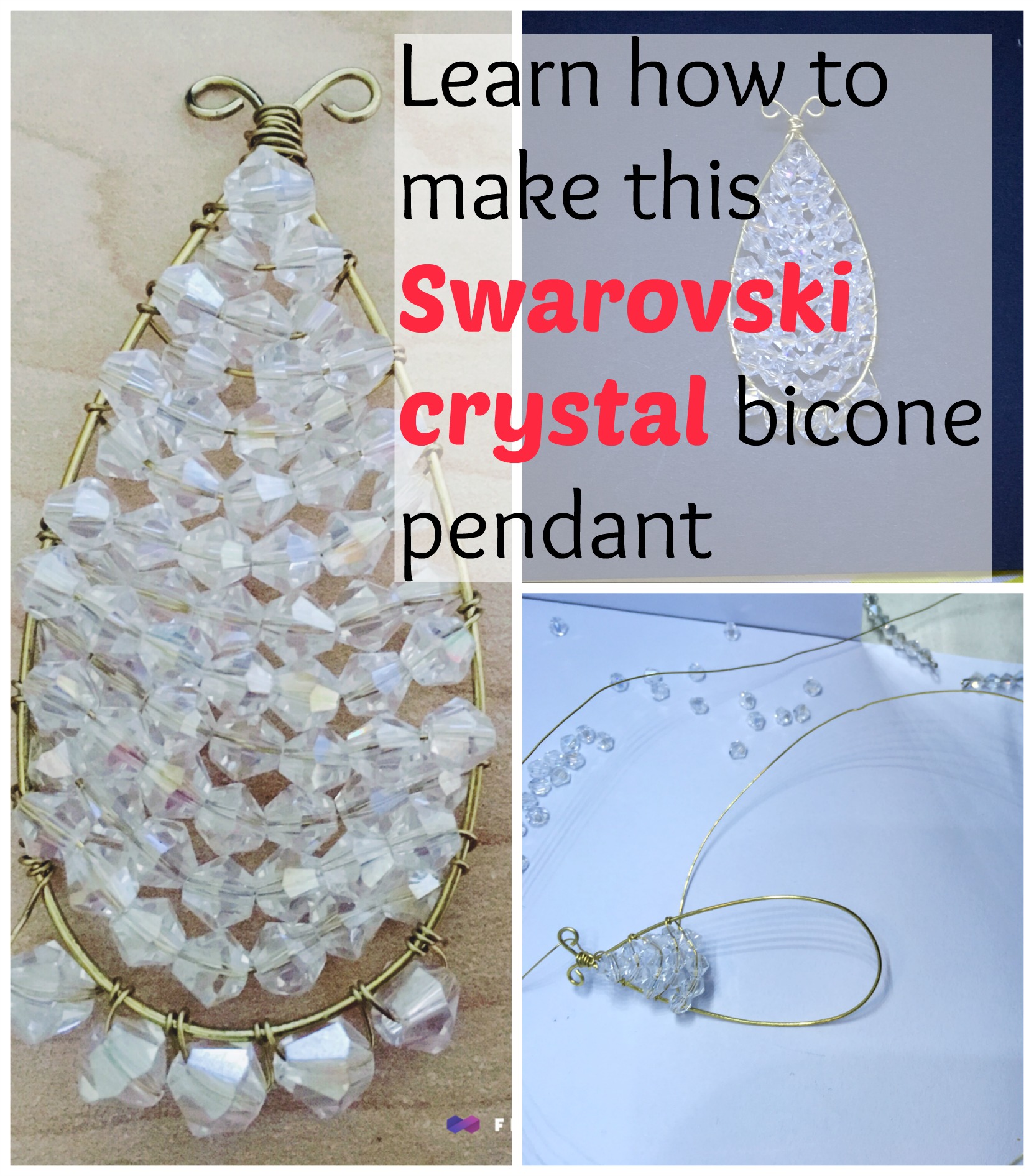 Wire Wrapped Swarovski Crystal Pendant with Bicone beads Tutorial