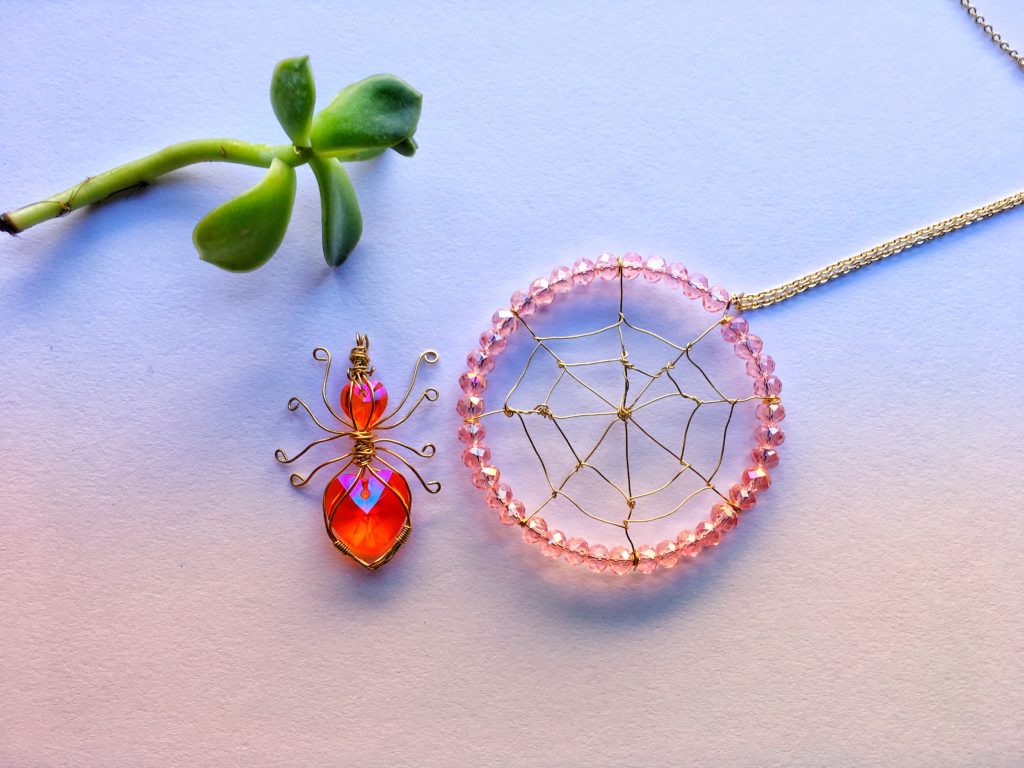 spider and web necklaces